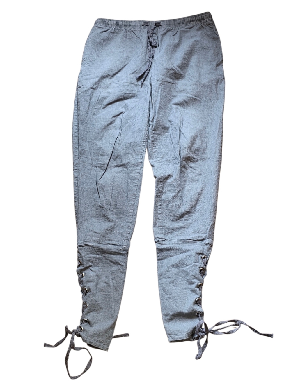 Men's Gray Drawstring Waist Lightweight Joggers With Lace-up Ankles Size XL